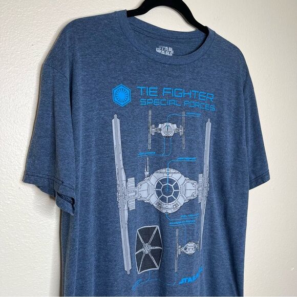 Star Wars Heather Blue Tie Fighter Special Forces Short Sleeve T Shirt Large - Picture 2 of 10